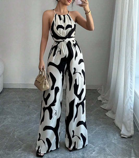 Multicolor High-Waisted Colorblock Jumpsuit for Women – Strapless Knot Detail, Best-Selling Printed Jumpsuit